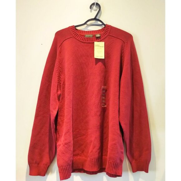 🐞NWT St. John's Bay Oversized 100% Cotton Knit Crew Neck Pull-on Sweater in Red - Picture 1 of 15